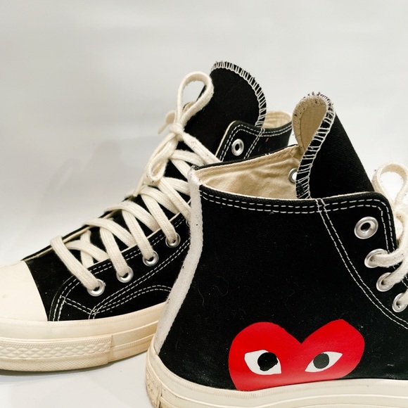 Comme Des Garcons PLAY Converse Unisex Chuck Taylor High Top Sneakers men’s 8.5 - Picture 4 of 11
